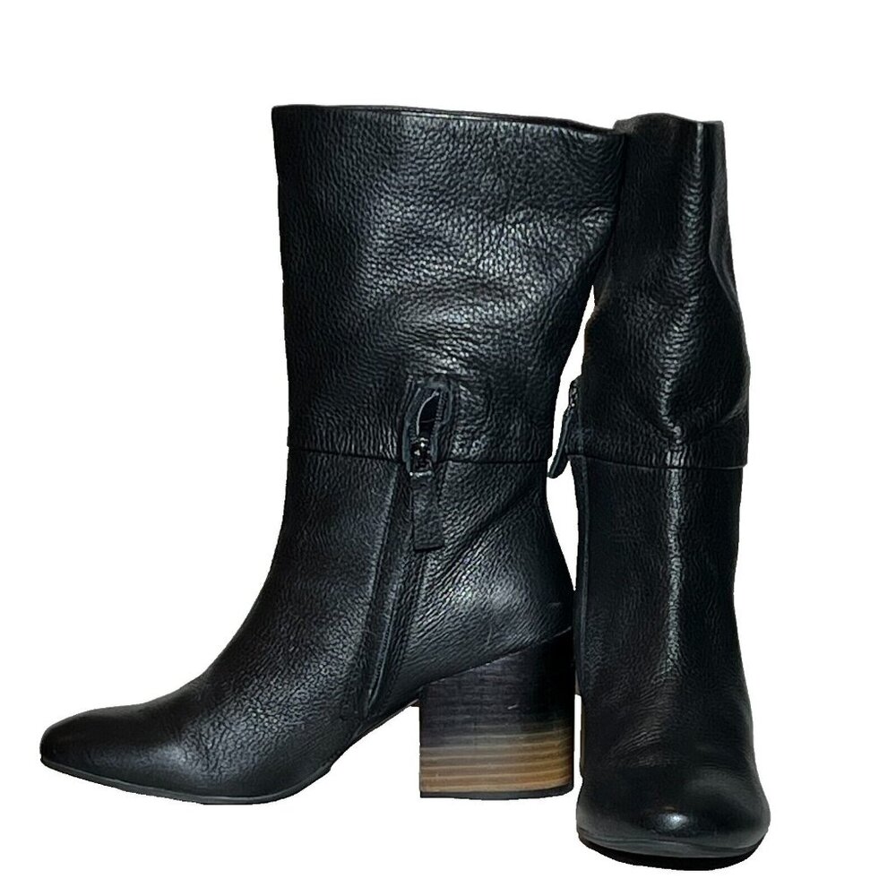 Levity Betty soft black leather boots, mid calf sz 9 w/ 3” heel matrix grunge